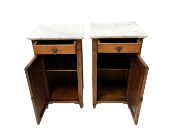 Two Arts & Crafts Art Nouveau Oak Nightstands or Bedside Tables, 1900s